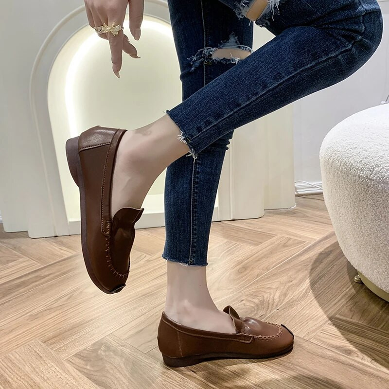 2023-as mokaszin cipők alkalmi női tornacipők, női őszi alacsony sarkú cipők puha, kerek orrú, lapos, kényelmes őszi nagymama nyári ruha