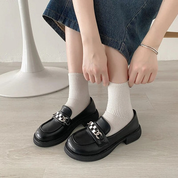 Дамски обувки дерби Черни плоски обувки Ежедневни женски маратонки в британски стил Дамски обувки Мокасини с плитка уста и мека кожа 2023