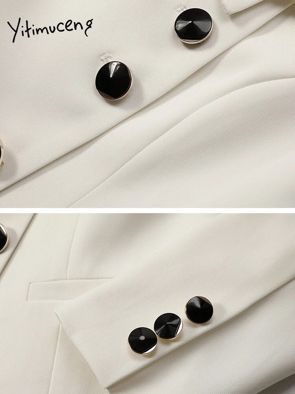 Yitimuceng asimetriskie sieviešu kostīmi, 2023. gada modes biroja dāmu bikškostīmi ar vienrindu, nolaižamu apkakli.