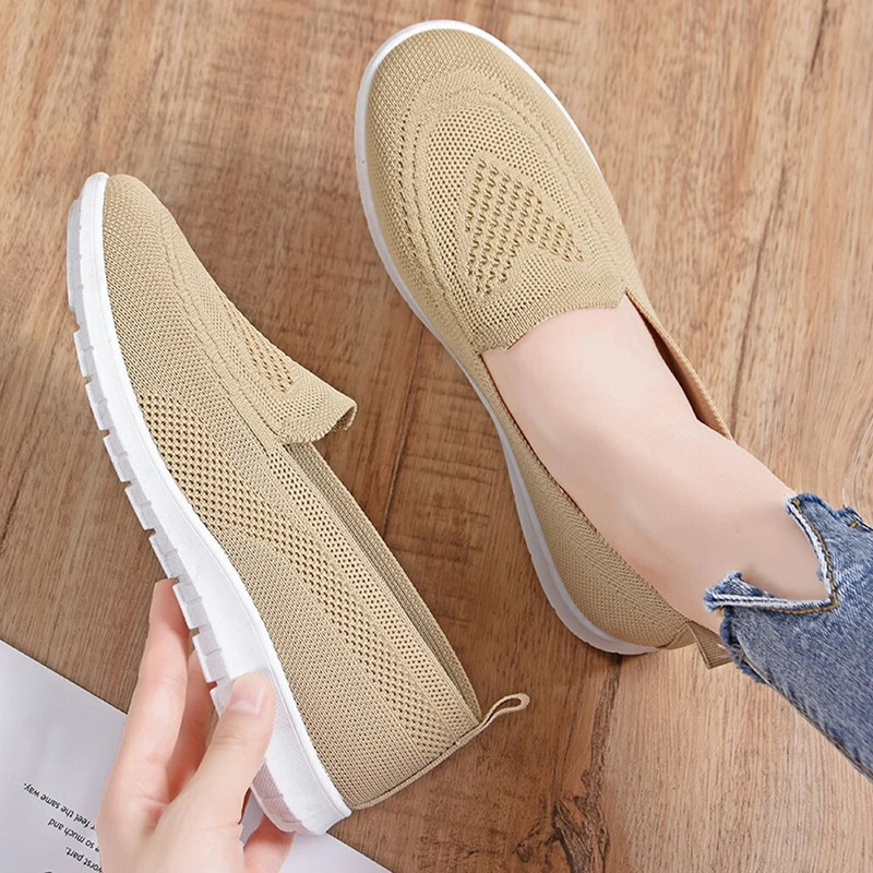 Platnene cipele, ženske ljetne prozračne majčinske cipele s plitkim ustima, izdubljene cipele od tkane mreže, ravne jednostruke cipele koje se ne kližu
