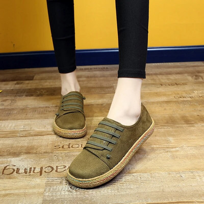 Ženske cipele Mokasine s ravnim dnom na vezanje Ženske nove jesenske ležerne cipele za ljenju na otvorenom Udobne svijetle jednobojne ravne cipele