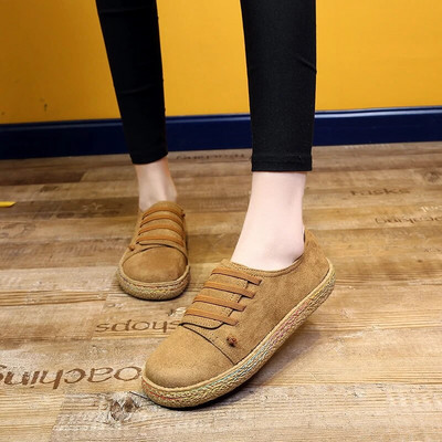 Ženske cipele Mokasine s ravnim dnom na vezanje Ženske nove jesenske ležerne cipele za ljenju na otvorenom Udobne svijetle jednobojne ravne cipele