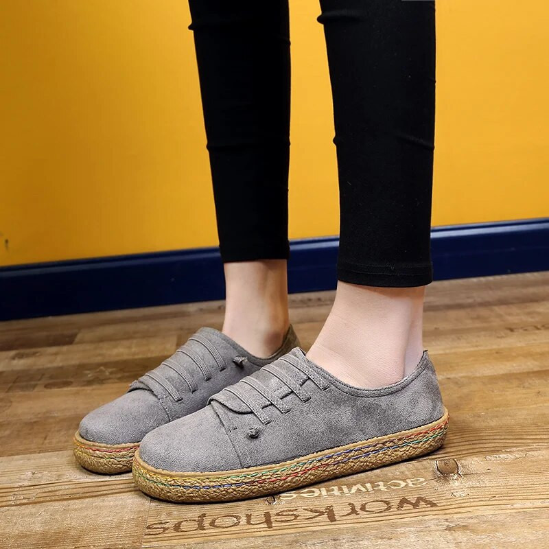 Ženske cipele Mokasine s ravnim dnom na vezanje Ženske nove jesenske ležerne cipele za ljenju na otvorenom Udobne svijetle jednobojne ravne cipele