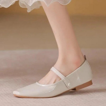 Нови дамски равни обувки с квадратни пръсти Mary Janes Обувки с ниски токчета Лачени обувки Червени тънки сватбени обувки за жени Пролет 1519N