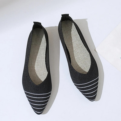 2022. NOVO Ženske natikače na ravne natikače Patchwork špicasti prsti Plitke balerinke Cipele za pletenje Ležerne ravne cipele Balerinke