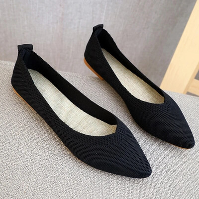 2022. NOVO Ženske natikače na ravne natikače Patchwork špicasti prsti Plitke balerinke Cipele za pletenje Ležerne ravne cipele Balerinke