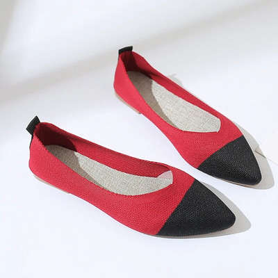 2022. NOVO Ženske natikače na ravne natikače Patchwork špicasti prsti Plitke balerinke Cipele za pletenje Ležerne ravne cipele Balerinke