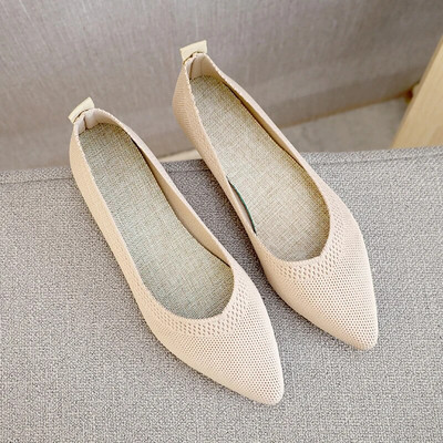 2022. NOVO Ženske natikače na ravne natikače Patchwork špicasti prsti Plitke balerinke Cipele za pletenje Ležerne ravne cipele Balerinke