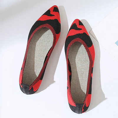 2022. NOVO Ženske natikače na ravne natikače Patchwork špicasti prsti Plitke balerinke Cipele za pletenje Ležerne ravne cipele Balerinke