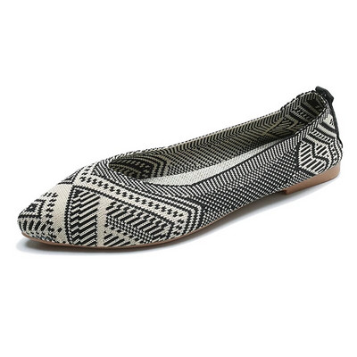 2022. NOVO Ženske natikače na ravne natikače Patchwork špicasti prsti Plitke balerinke Cipele za pletenje Ležerne ravne cipele Balerinke
