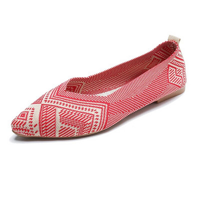 2022. NOVO Ženske natikače na ravne natikače Patchwork špicasti prsti Plitke balerinke Cipele za pletenje Ležerne ravne cipele Balerinke