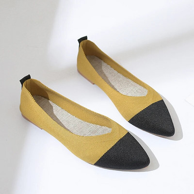 2022. NOVO Ženske natikače na ravne natikače Patchwork špicasti prsti Plitke balerinke Cipele za pletenje Ležerne ravne cipele Balerinke