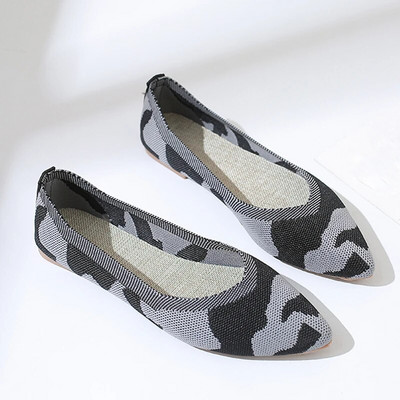 2022. NOVO Ženske natikače na ravne natikače Patchwork špicasti prsti Plitke balerinke Cipele za pletenje Ležerne ravne cipele Balerinke