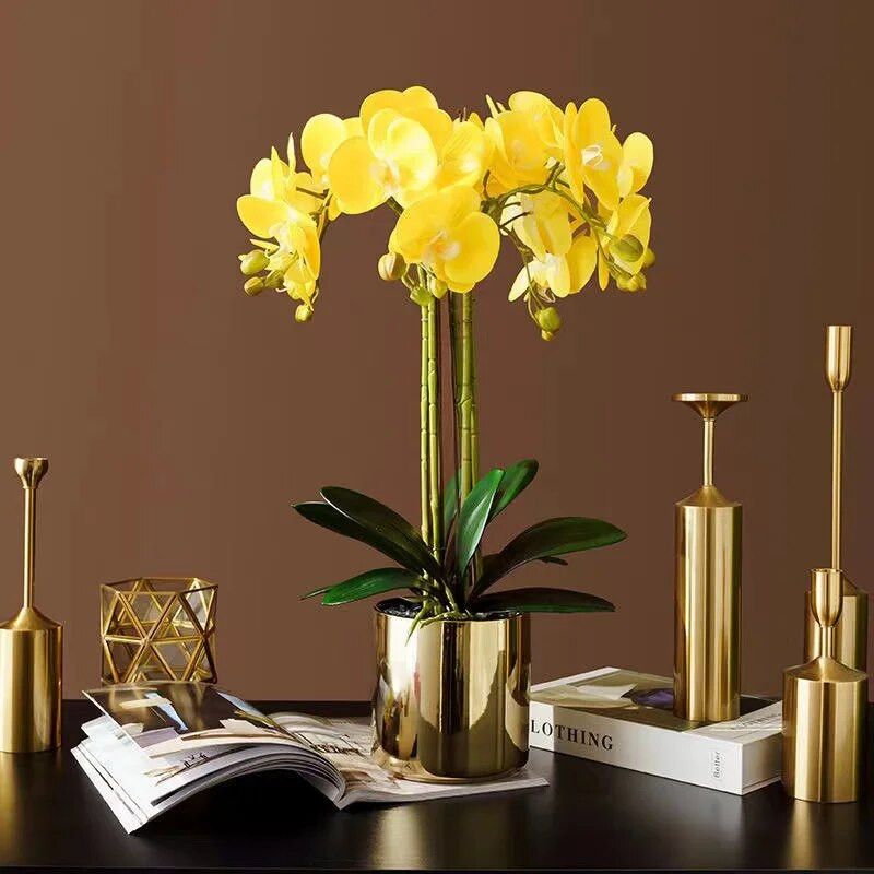 2PC umjetne svile Bijeli cvjetovi orhideje Visokokvalitetni leptir Phalaenopsis Lažni cvijet za vjenčanje Poklon za kućne zabave