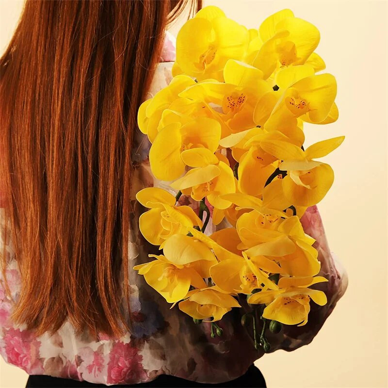 2PC umjetne svile Bijeli cvjetovi orhideje Visokokvalitetni leptir Phalaenopsis Lažni cvijet za vjenčanje Poklon za kućne zabave