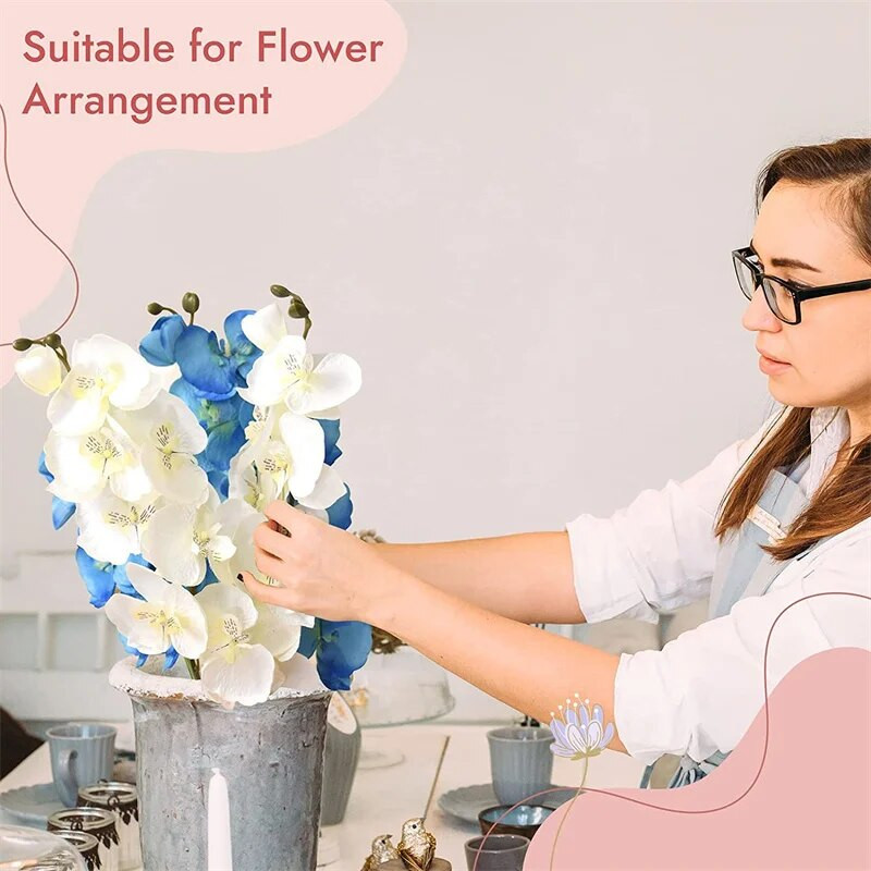 2PC umjetne svile Bijeli cvjetovi orhideje Visokokvalitetni leptir Phalaenopsis Lažni cvijet za vjenčanje Poklon za kućne zabave