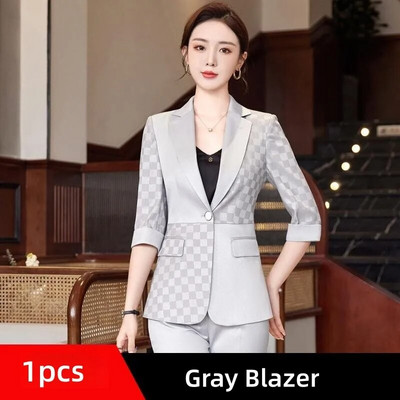 Naiste suvised pükstekomplektid 2023, uued hall valge must poolvarrukatega bleiser ja pükste ülikond šikk naiste elegantne äriline 2-osaline komplekt