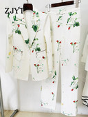 ZJYT Business Chic ühe nööbiga bleiseripüksid naistele 2023. aasta sügisene kontorirõivad, valge jope ja pükste komplekt, 2 tk