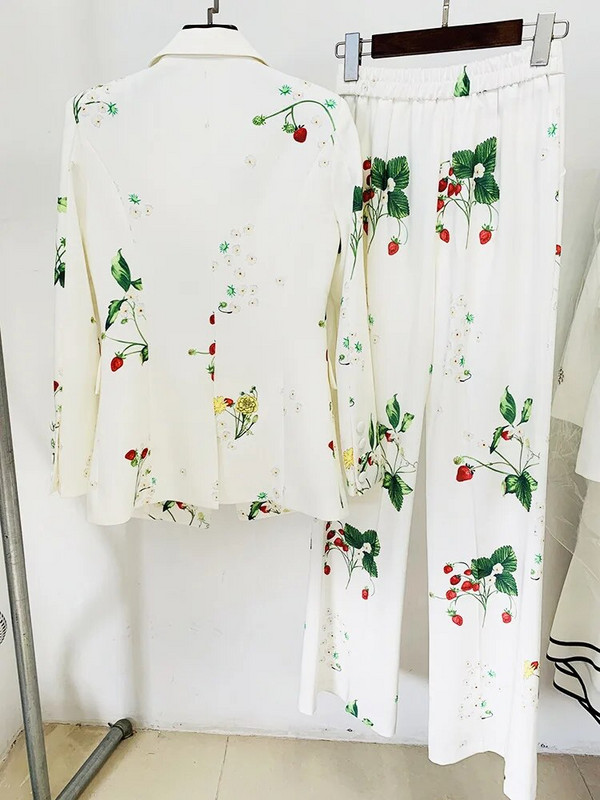 ZJYT Business Chic ühe nööbiga bleiseripüksid naistele 2023. aasta sügisene kontorirõivad, valge jope ja pükste komplekt, 2 tk