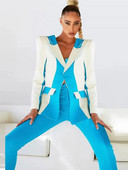 Odijela s plavim bijelim hlačama Ženske uske hlače s olovkom + blejzer Odjevni predmeti Formalni poslovni kaput Klasična jakna Dvodijelni kompleti 2023.