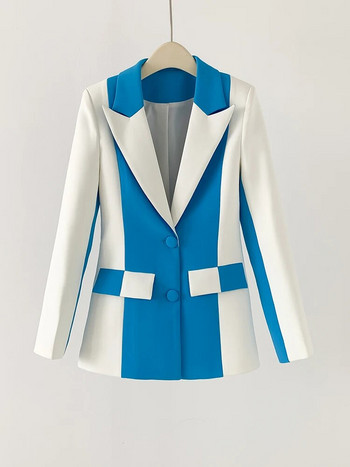 Μπλε Λευκό Παντελόνι Κοστούμια Γυναικεία Slim Fit Pencil Pants+ Blazer Outfits Επίσημο επαγγελματικό παλτό Κλασικό κοστούμι σακάκι δύο τεμαχίων 2023