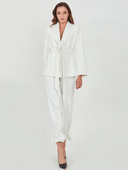 Naiste 2023. aasta mood, uus ühevärviline Korea kaheosaline komplekt naiste kõrge vöökohaga bleiseriga, pitsiga sirge pükste ülikonnad