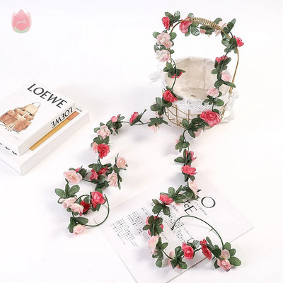 2,5M Ružice Zid Bršljan Vinova loza Dekoracija sobe Girlanda Vjenčanje Dom Proljetna dekoracija Umjetna lijana Vrtni luk Lažna biljka Vinova loza