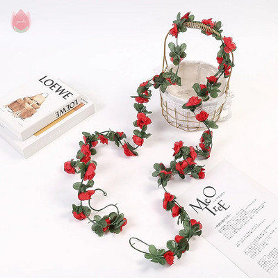 2,5M Ružice Zid Bršljan Vinova loza Dekoracija sobe Girlanda Vjenčanje Dom Proljetna dekoracija Umjetna lijana Vrtni luk Lažna biljka Vinova loza