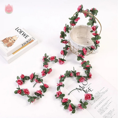 2,5M Ružice Zid Bršljan Vinova loza Dekoracija sobe Girlanda Vjenčanje Dom Proljetna dekoracija Umjetna lijana Vrtni luk Lažna biljka Vinova loza