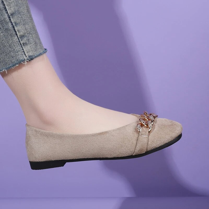 Kevadmoodsad lamedad naistejalatsid, kvaliteetsed metallist jalatsikingad Naiste lamedad mokassiinid, suur suurus 35–40 Sapato Feminino 2023