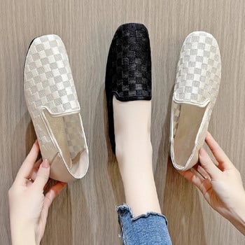 Плюс размер дишащи мрежести дамски ежедневни обувки Есенни нови леки обувки за ходене с приплъзване за жени Бели офис дамски плоски обувки