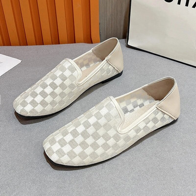 Γυναικεία casual παπούτσια με αναπνεύσιμο διχτυωτό πλέγμα, Φθινοπωρινά νέα ελαφριά παπούτσια για περπάτημα για γυναίκες Λευκά γυναικεία ίσια παπούτσια γραφείου