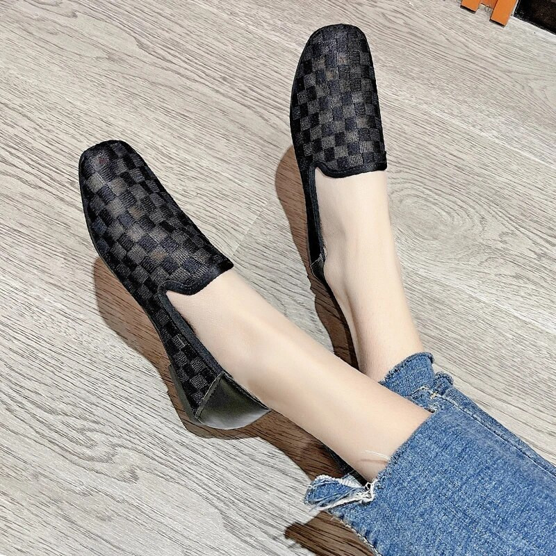 Γυναικεία casual παπούτσια με αναπνεύσιμο διχτυωτό πλέγμα, Φθινοπωρινά νέα ελαφριά παπούτσια για περπάτημα για γυναίκες Λευκά γυναικεία ίσια παπούτσια γραφείου