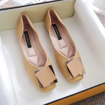 Пролет Есен Дамски обувки с равни обувки с квадратни пръсти Черни дамски обувки тип лодка Удобни стари офис дамски обувки Zapatos Mujer 9319N