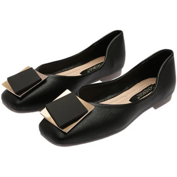 Пролет Есен Дамски обувки с равни обувки с квадратни пръсти Черни дамски обувки тип лодка Удобни стари офис дамски обувки Zapatos Mujer 9319N