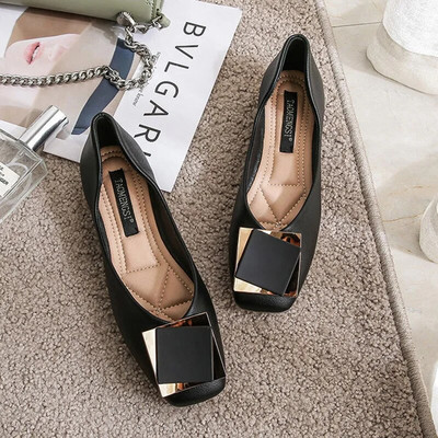 Proljeće Jesen Ženske ravne cipele s ravnim prstima Crne ženske cipele za čamac Udobne stare uredske ženske cipele Zapatos Mujer 9319N