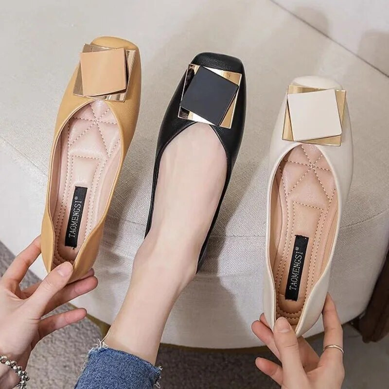 Proljeće Jesen Ženske ravne cipele s ravnim prstima Crne ženske cipele za čamac Udobne stare uredske ženske cipele Zapatos Mujer 9319N