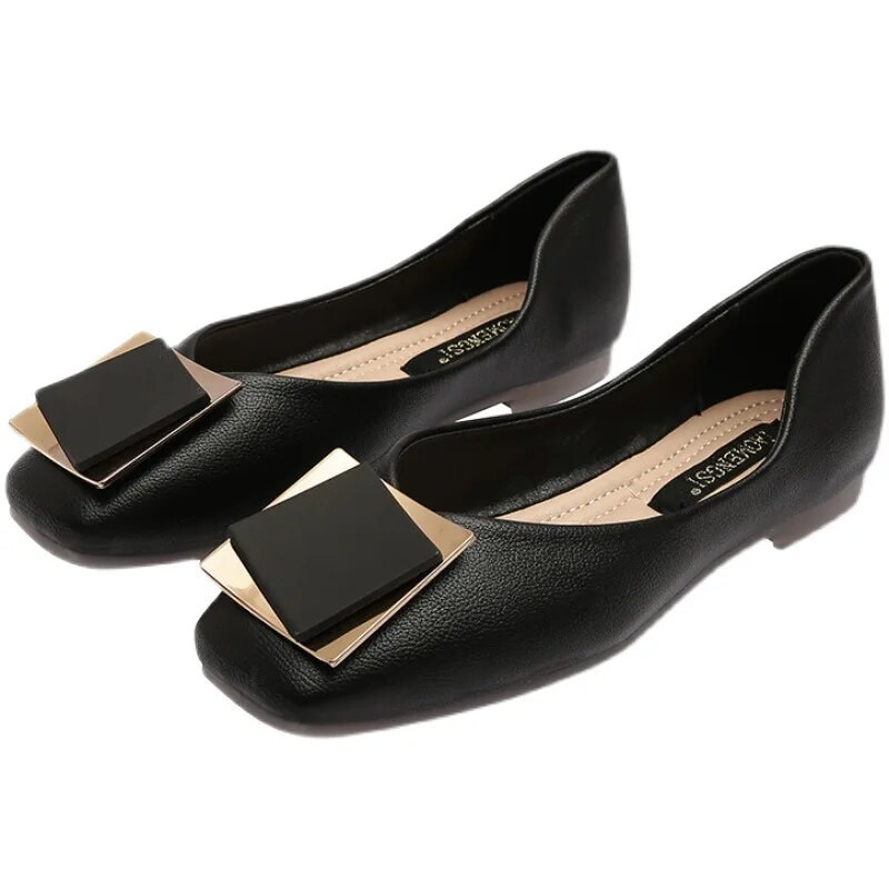 Proljeće Jesen Ženske ravne cipele s ravnim prstima Crne ženske cipele za čamac Udobne stare uredske ženske cipele Zapatos Mujer 9319N