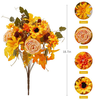 PARTY JOY Jesenski dekor Buket cvijeća za vjenčane bukete Jesenski dekor Svileno umjetno cvijeće Zabava Svadba Baby Shower Dekoracija doma