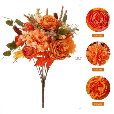 PARTY JOY Jesenski dekor Buket cvijeća za vjenčane bukete Jesenski dekor Svileno umjetno cvijeće Zabava Svadba Baby Shower Dekoracija doma