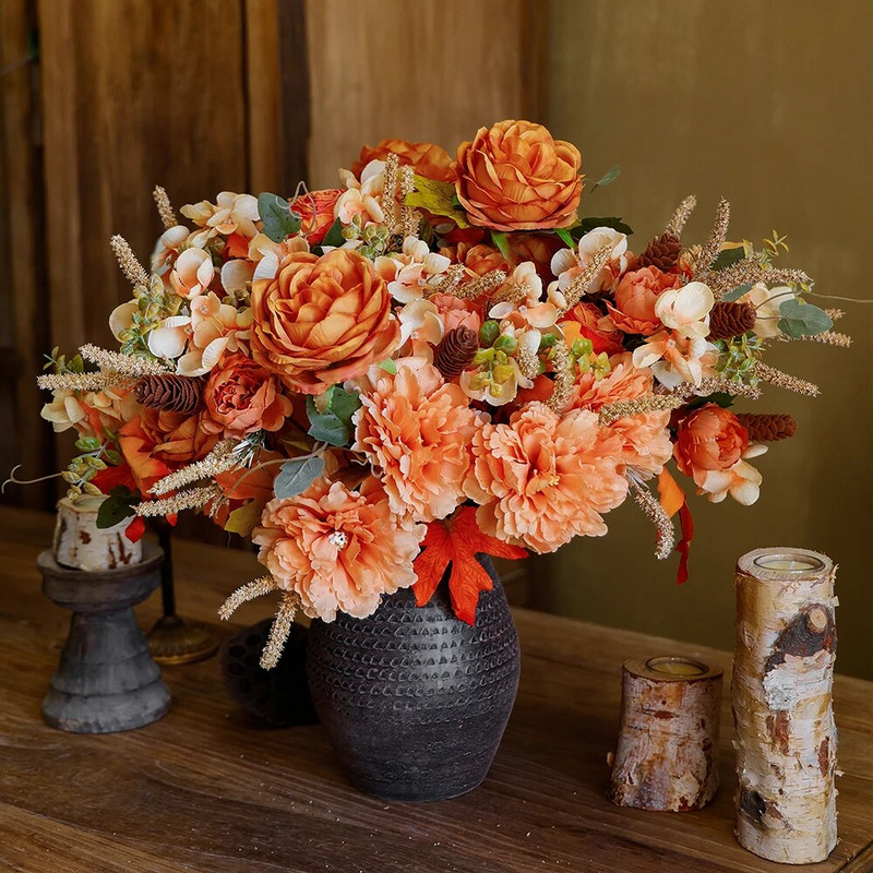 PARTY JOY Jesenski dekor Buket cvijeća za vjenčane bukete Jesenski dekor Svileno umjetno cvijeće Zabava Svadba Baby Shower Dekoracija doma