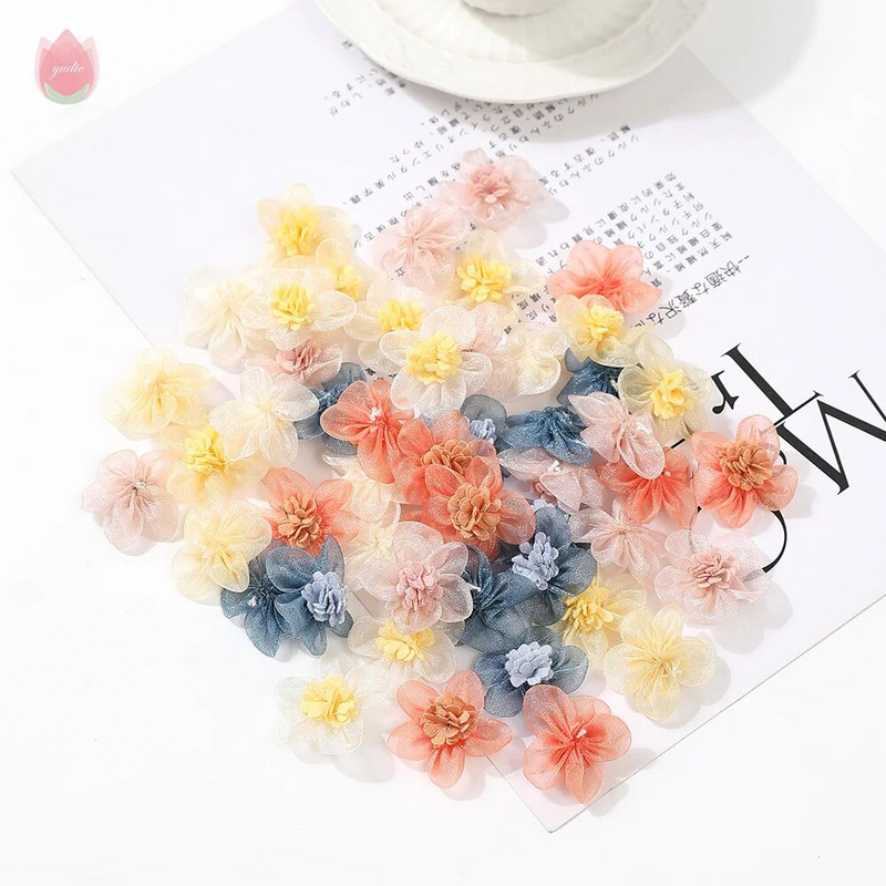 5Pcs 3Cm Mini svileni šifon Umjetno cvijeće Glava Kućni vrt Soba Dekoracija vjenčanja Umjetne biljke DIY Dodaci Dekoracija