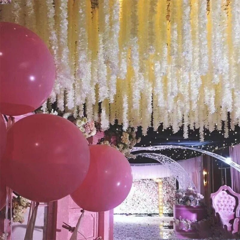 Vjenčani ukrasi Viseća svilena glicinija Umjetno cvijeće Vinova loza 1M Cvijeće hortenzije Girlanda Strugani luk Zidni ukras za kućni vrt