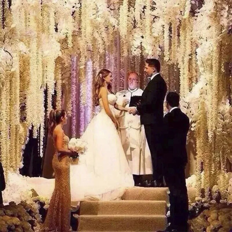 Vjenčani ukrasi Viseća svilena glicinija Umjetno cvijeće Vinova loza 1M Cvijeće hortenzije Girlanda Strugani luk Zidni ukras za kućni vrt