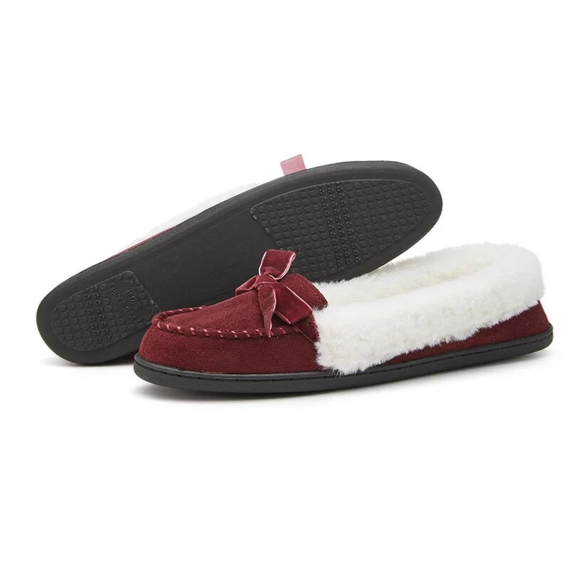 Sieviešu apavi 2022. g. Jauni vasaras sieviešu apavi Loka mezgls, apaļš purngals Kašmira gadījuma plakani apavi ziemas īsi plīša eleganti apaļie purngali