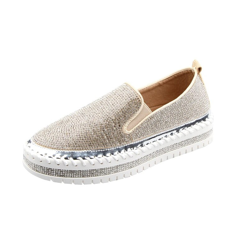 Luksusa zīmola Crystal ikdienas sieviešu apavi ar biezu zoli Temperamenta pavasara modes plakani apavi Sekli sieviešu vulkanizēti apavi