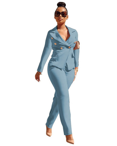 Crno uredsko odijelo za žene 2023. Sako na zakopčavanje Odijelo s dugim hlačama Gornji set sakoa Ženski luksuzni dizajnerski komplet od 2 komada, crvena