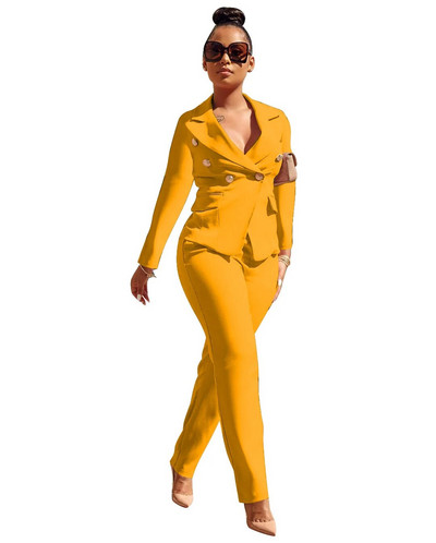 Crno uredsko odijelo za žene 2023. Sako na zakopčavanje Odijelo s dugim hlačama Gornji set sakoa Ženski luksuzni dizajnerski komplet od 2 komada, crvena