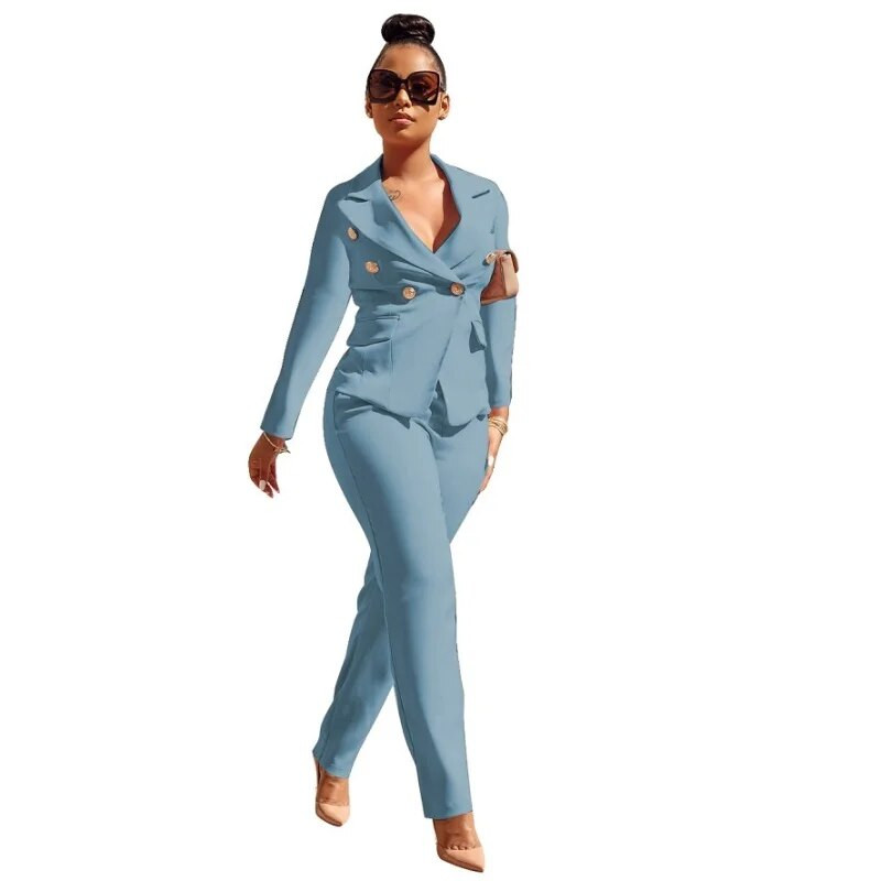 Crno uredsko odijelo za žene 2023. Sako na zakopčavanje Odijelo s dugim hlačama Gornji set sakoa Ženski luksuzni dizajnerski komplet od 2 komada, crvena