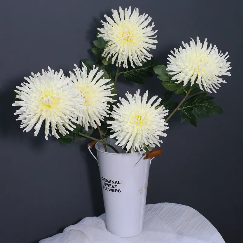 Umjetna krizantema Svila Velika zmajeva kandža Cvjetna grana Vjenčani cvjetni aranžman Materijal Kućni stol Buket za dnevni boravak